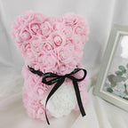 Forever Rose Bear with Black Ribbon Colorblock Gift Box Set for Valentine's Day