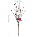 Red White & Blue Patriotic Floral Stems Set of 2 | 4th of July Memorial Day Party Table Centerpiece & Home Decor