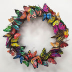 Butterfly Front Door Wreath | Red Orange Yellow Artificial Tulip Rattan Vine Door & Wall Mount Easter Spring Decor