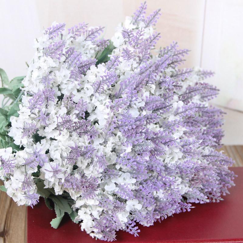 Artificial Lavender Bouquet 6 Bundles | Home Wedding Office Garden Patio Indoor & Outdoor Decor in White Light Purple Purple