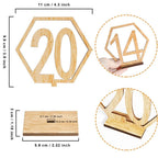 Hexagon Wooden Table Numbers 1-20 with Holder Base | Rustic Wedding Reception Decor