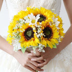 Artificial Sunflower Wedding Bouquet for Bride and Bridesmaid | Church Ceremony Home Decoration Rustic & Boho