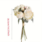 Faux Peony Bouquet 7 Stems per Bundle | Wedding Bridal Bouquet Valentine's Day & Home Decor in Pink Orange Purple White Red
