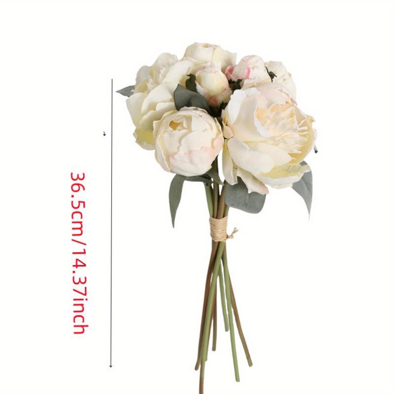 Faux Peony Bouquet 7 Stems per Bundle | Wedding Bridal Bouquet Valentine's Day & Home Decor in Pink Orange Purple White Red