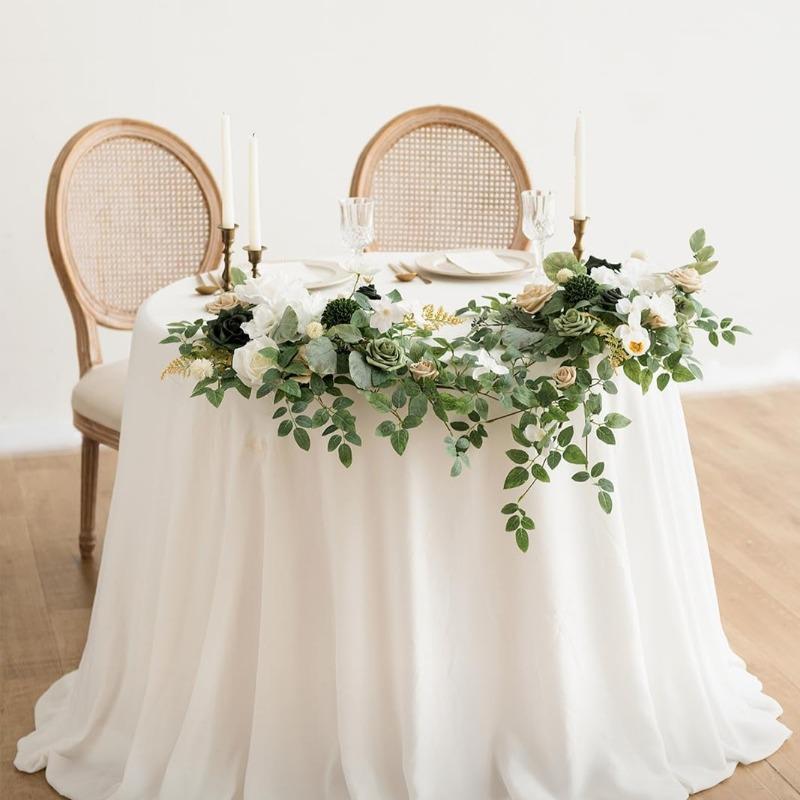Dusty Rose Artificial Flower Garland Swag 2pcs | Wedding Arch Sweetheart Table Backdrop Wall & Home Garden Decor | 14 Styles