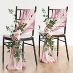 Artificial Rose Greenery Swag for Wedding Chair Pew & Aisle | Ceremony Backdrop Floral Decoration in Orange Pink Purple White Blue