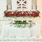 Artificial Rose Peony Flower Swag Garland with Eucalyptus | Wedding Arch Front Door Wall & Home Decor in Red Pink White 9 Colors