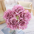 Artificial Peony and Hydrangea Bridal Bouquet 2pcs | Wedding Home & DIY Decor in White Blue Purple Grey Green Pink 7 Colors