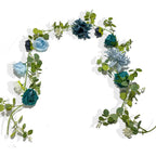 Artificial Eucalyptus Garland with Roses | Wedding Table Centerpiece Backdrop Wall Vine & Christmas Home Decor
