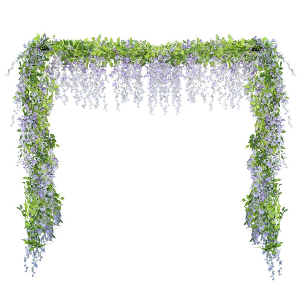 Artificial Flower Wall Arrangement 2pcs | Wedding Bathroom & Home Decor in Purple White Pink
