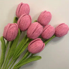 Artificial Tulips Gifts Crochet Tulips Bouquet Completed Handmade Tulips Bouquet for Home Decoration Gift Cotton Decorative Ornaments
