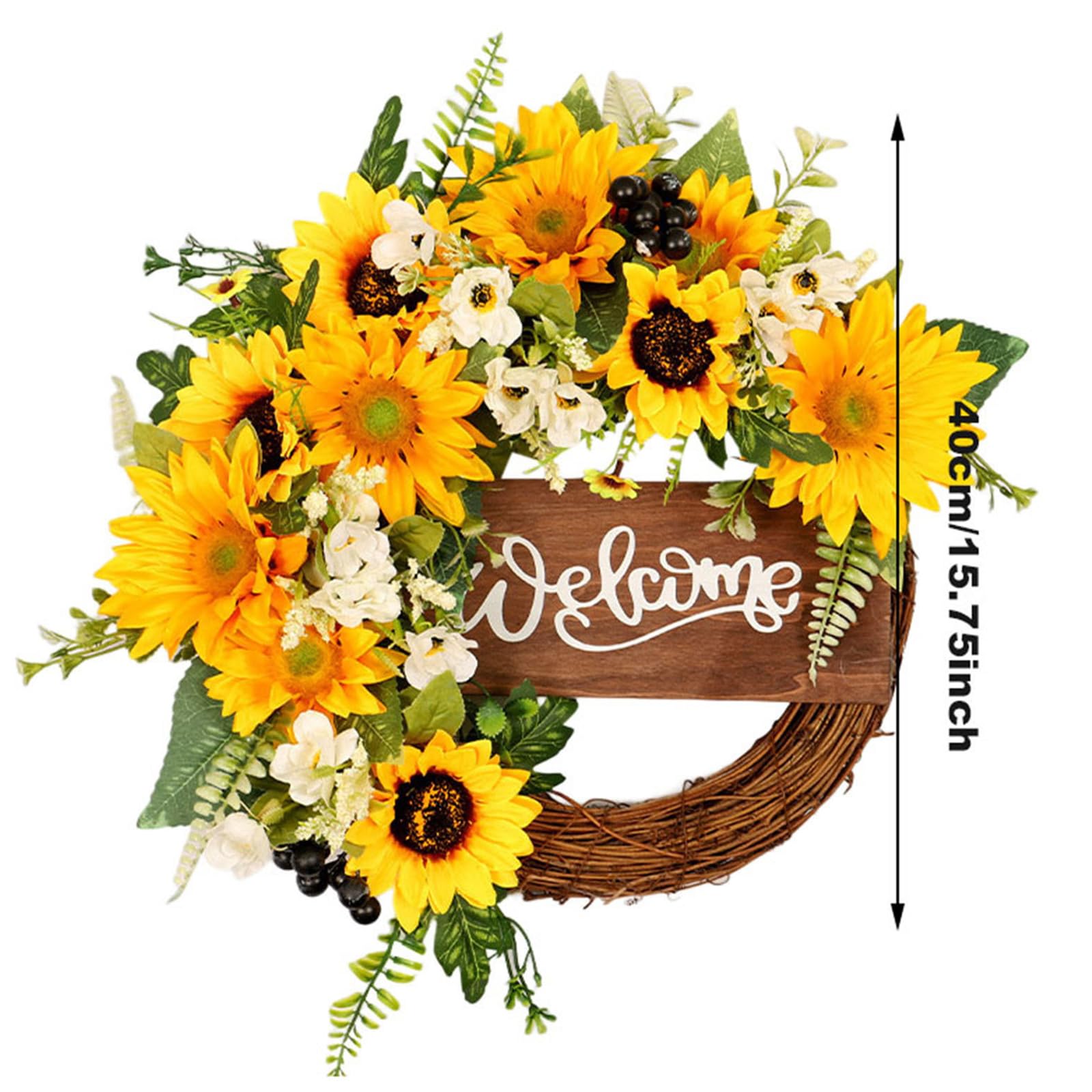 Artificial Sunflower Welcome Wreath | Front Door Window Outdoor & Indoor Home Decor All Season