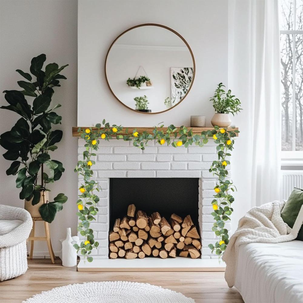 Faux Lemon Greenery Garland with Green Leaves | Artificial Vine for Front Door Wall Party Table & Home Decor in Style A B C