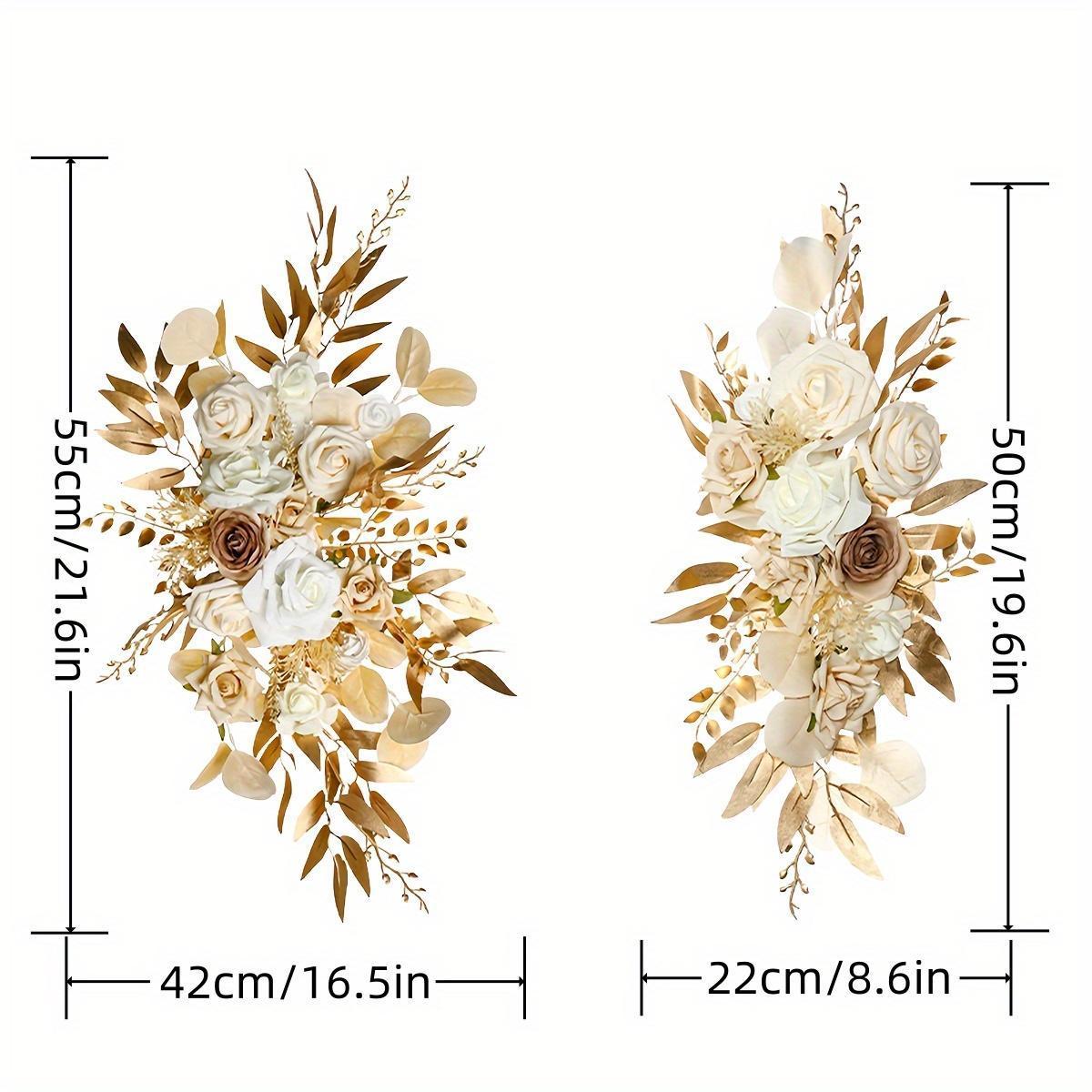 Boho Wedding Arch Garland Set of 2 | Eucalyptus Willow & Fabric Flowers for Indoor Outdoor Ceremony Decor