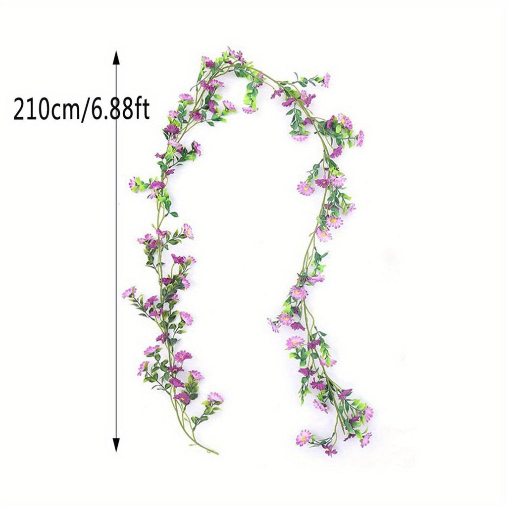 Artificial Daisy Flower Vine Garland 2pcs | Wedding Arch Party Wall Garden & Home Indoor Outdoor Decor in White Yellow Pink Purple Blue