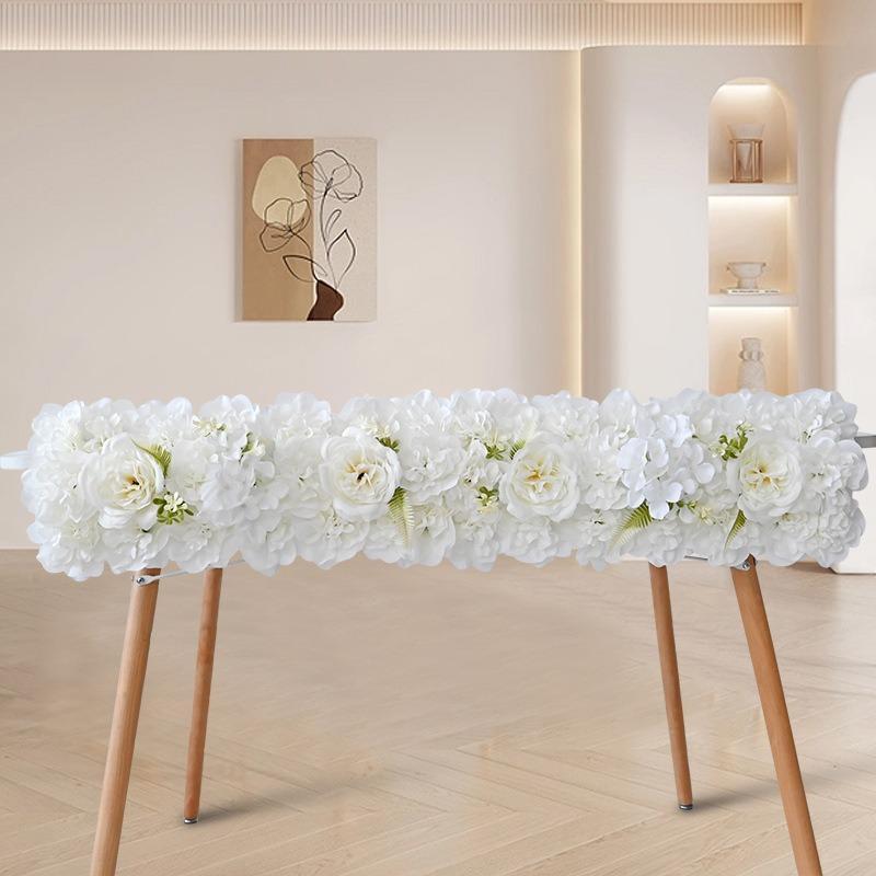 Artificial Orchid Hydrangea Flower Row Wall Panels Set of 2 | Wedding Backdrop Party Decor in White Pink Red