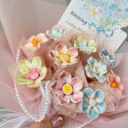 DIY Mini Ceramic Flower Bouquet Material Kit Handmade Clay Assembly Set with Pearl Chain & Gift Packaging Craft Gift