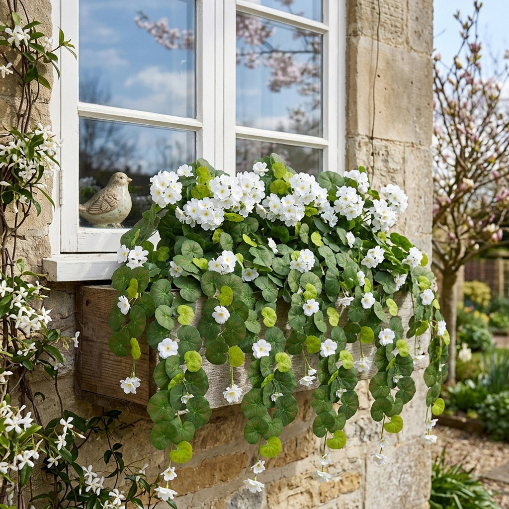 Morning glory hanging flower vine arranged for faux cascading plant by IPOPU