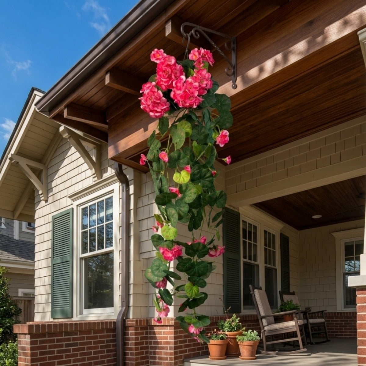 Artificial Morning Glory Hanging Flower Vine | Faux Cascading Plants in 3 Colors for Outdoor Porch Garden Trellis Wedding Arch & Home Decor