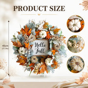Eucalyptus Pumpkin & Lamb Ear Fall Wreath – 18in