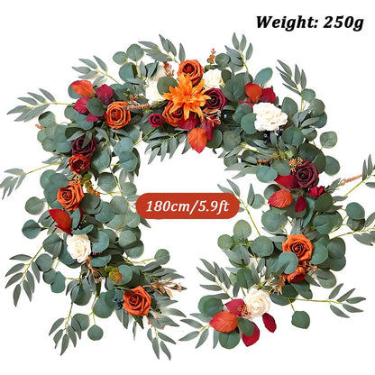 1PC 5.9FT Artificial Eucalyptus Garland With Flowers Fake Greenery Floral Vine Garland For Wedding Table Centerpieces Fall Thanksgiving DecorationsArtificial Garland1PC 5.9FT Artificial Eucalyptus Garland With Flowers Fake Greenery Floral Vine Garland For Wedding Table Centerpieces Fall Thanksgiving DecorationsIPOPU