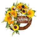 Sunflower Welcome Wreath for front door decor by IPOPU