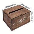 Wooden wedding card box with slot and lid for reception gift money and card collection rustic decor
