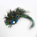 Peacock feather fascinator hair clip with rhinestones for cocktail party and wedding
