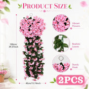 Artificial Pink Orchid Hanging Vines – Set of 2