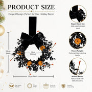 Black Boxwood Pumpkin Gothic Mini Wreath – Set of 2, 9in