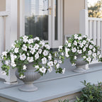 Artificial Hanging Flowers Plants with Basket for Outdoors, Artificial Petunias UV Resistant Petunias Fake Flowers for Outdoor Garden Porch Balcony Decoration