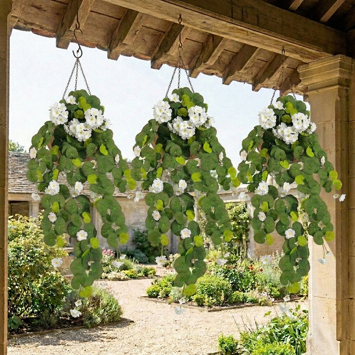 Morning glory hanging flower vine arranged for faux cascading plant by IPOPU