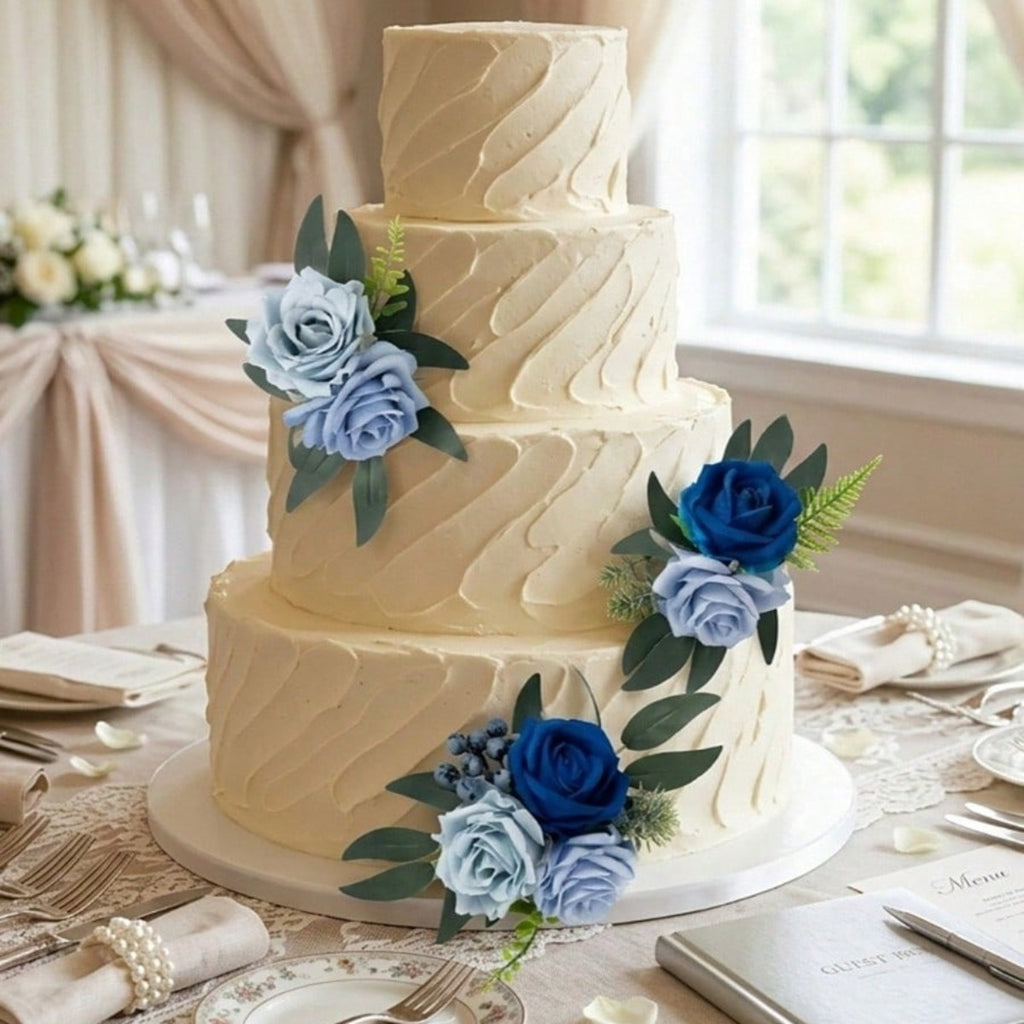 Cake Topper Flowers | 3PCS Pre-Made Floral Cake Decorations for Wedding Birthday Baptism Baby Shower