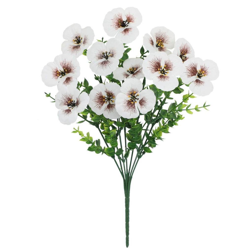 Artificial Pansy Flowers Outdoor Spring Flowers Pansies Wildflower UV Resistant Plants Faux Impatiens for Window Box Wedding Party Outside Garden Porch Decor