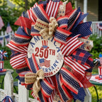 17.7" patriotic wreath for front door arranged for 4th of july memorial by IPOPU