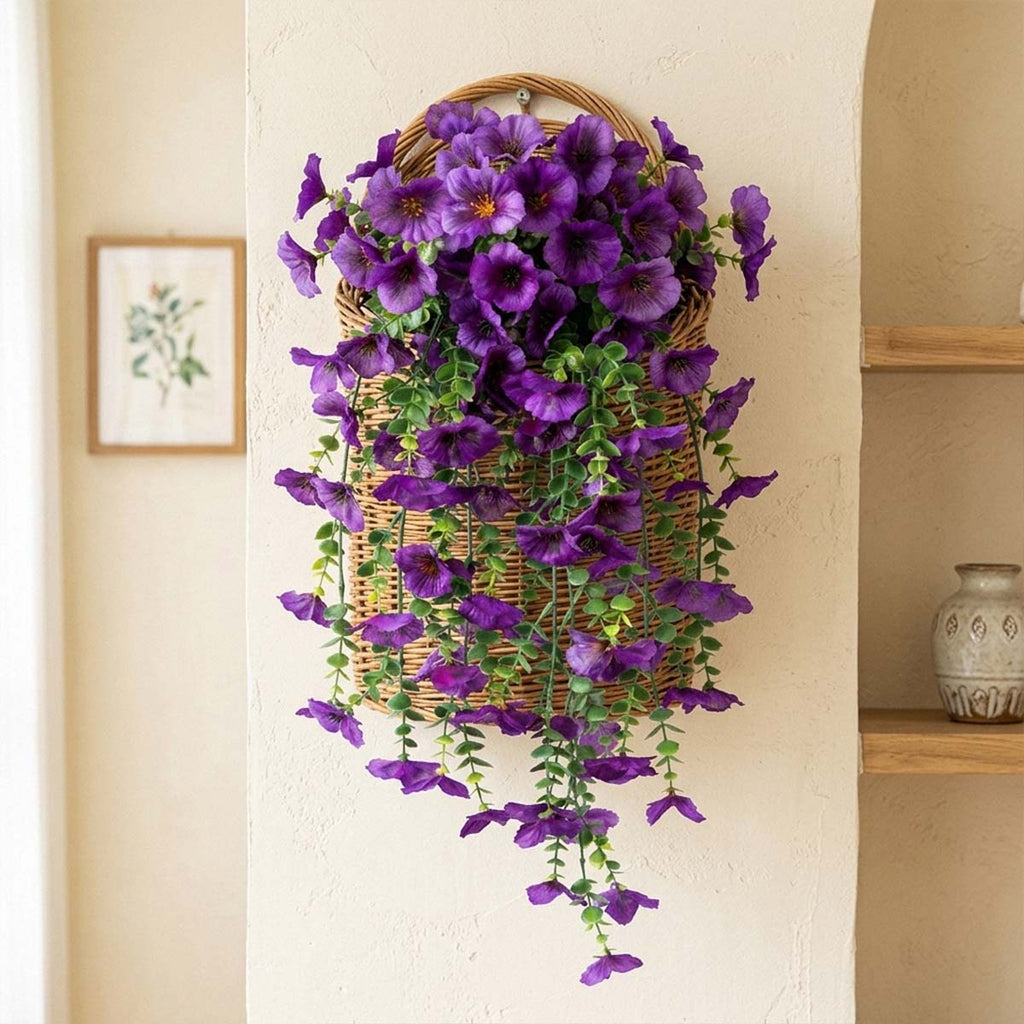 Hanging Artificial Potted Faux Eucalyptus Plants and Flowers for Modern Boho Farmhouse Bathroom Office Desk Wall Book Shelf Living Room Aesthetic Decor Indoor