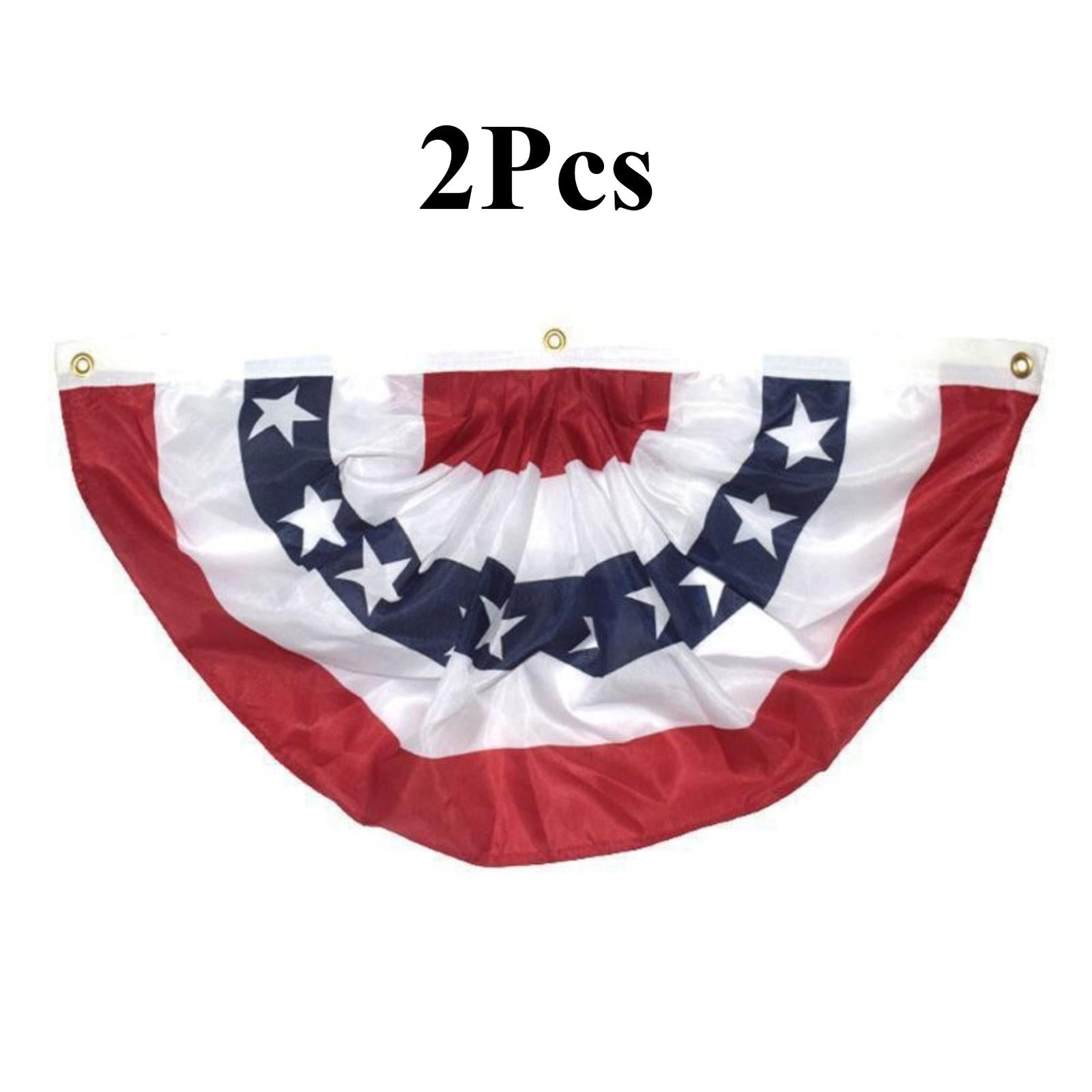 USA pleated fan flag bunting set of 2 for Independence Day outdoor party decor
