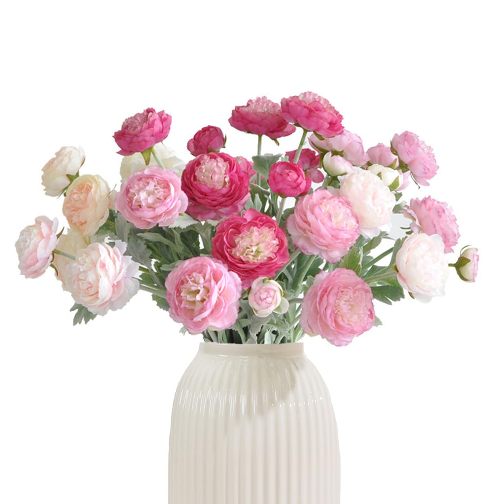 Artificial Peony Rose Combo Bouquet 6pcs | Home Table Wedding Party & Farmhouse Decor in Mix Pink Pink Red Pink White