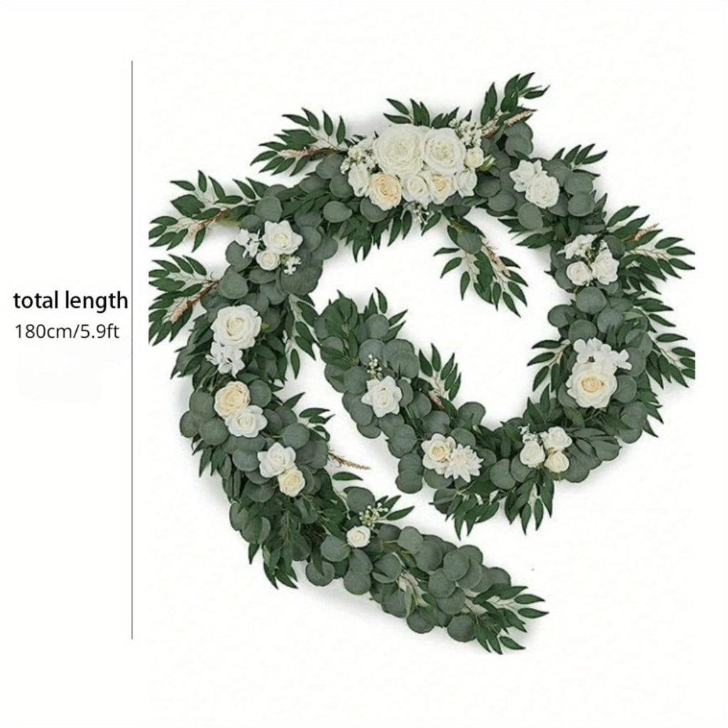 Artificial Silk Flower Garland | Wedding Table Runner Arch Wreath Chair Back & Home Decor in White Blue Pink Orange