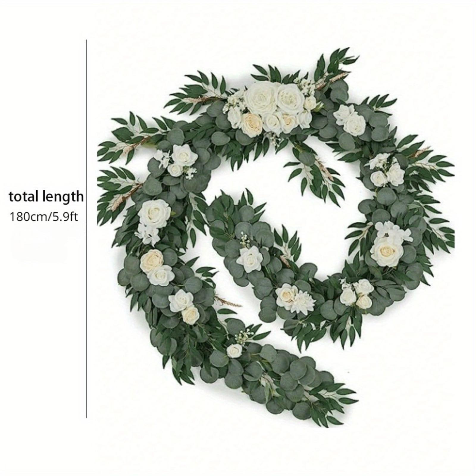 Artificial Silk Flower Garland | Wedding Table Runner Arch Wreath Chair Back & Home Decor in White Blue Pink Orange
