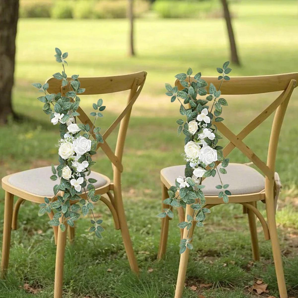 Pew Flowers Aisle Floral Swag 2pcs for modern wedding decor by IPOPU