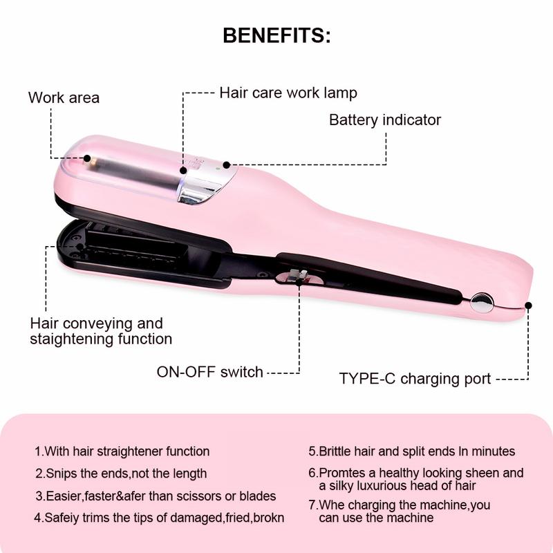 Automatic Electric Hair Clipper, Multifunctional Type C Rechargeable Hair Split End Clipper