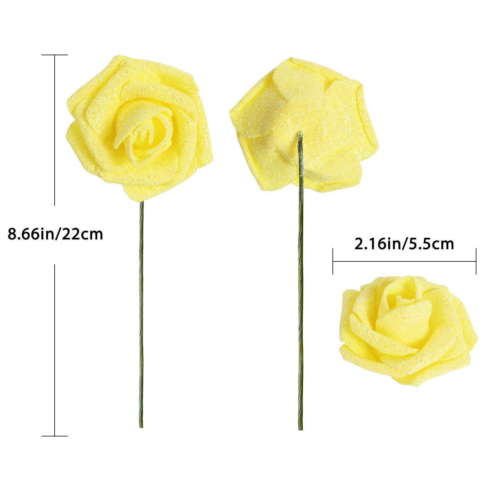 Glitter Foam Rose Artificial Flowers 30pcs 3.15in | Wedding Christmas Valentine's Day & DIY Garland Decor in 15 Colors