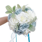 Silk Artificial Wedding Bouquet for Bride & Bridesmaids | Bridal Bouquet Wedding Decor in Blue Pink Champagne