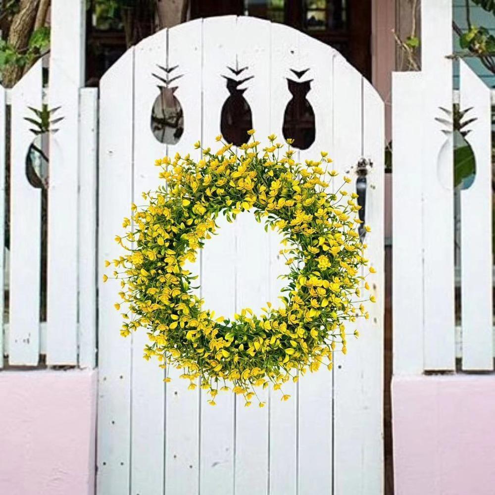 Artificial Wildflower Wreath for Front Door | Indoor Outdoor Porch Wall Farmhouse Boho Year-Round Decor in 6 Colors