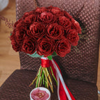 Glitter Roses Bouquet with Stems 30pcs | Wedding Party Christmas & Home Decor in Gold Silver Pink Purple 16 Colors