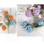 Handmade Wool Rose Bouquet Set of 2 | Multi-Headed Forever Roses Gift for Valentine's Day Anniversary in Red Pink Blue Purple