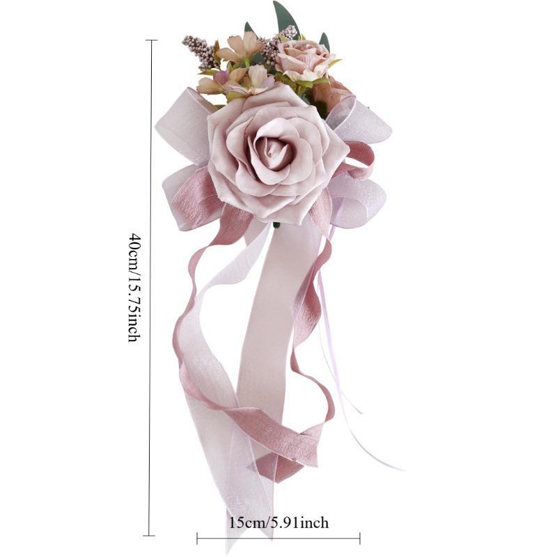 Artificial Flower Pew Decorations 2pcs with Eucalyptus and Ribbons | Wedding Aisle Church Chair Ceremony & Party Decor in White Champagne Pink Orange Blue Red