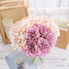 Artificial Peony and Hydrangea Bridal Bouquet 2pcs | Wedding Home & DIY Decor in White Blue Purple Grey Green Pink 7 Colors
