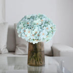 Artificial Hydrangea Bouquet 4 Packs 28 Stems | Wedding Centerpiece Baby Shower Home & Party Decor in Blue Pink Red White Champagne